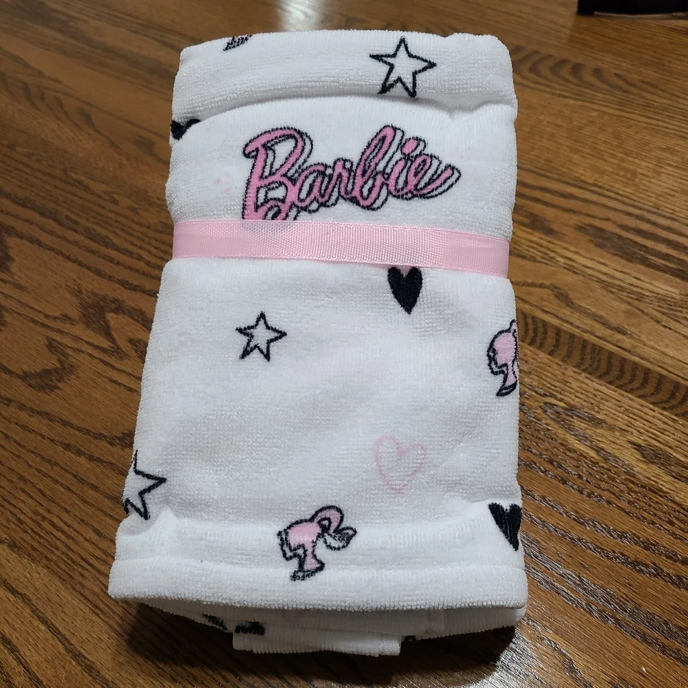 Barbie Pink and White 2 Pack Hand Towels